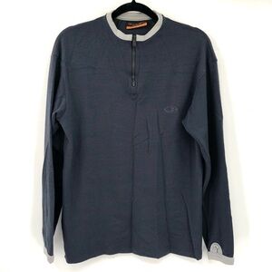 ICEBREAKER 100% Merino Wool Quarter Zip Baselayer Sweater Men Sport Mid M Blue